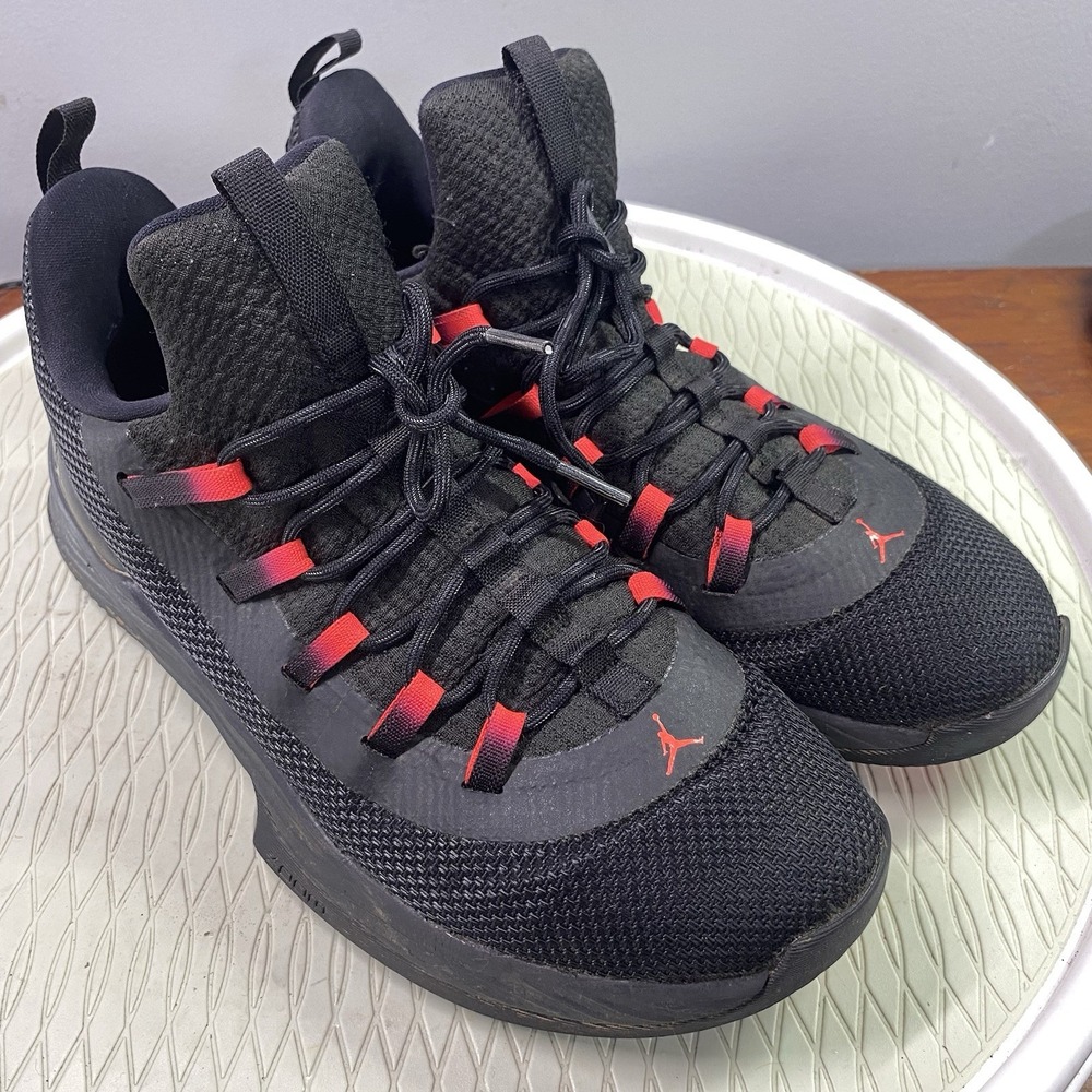Jordan Black and Red Athletic Shoes
